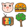 Funny pictures: piggy, hamburger, TV set, tree - cool characters